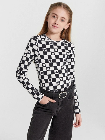 Лонгслив для девочек в клетку