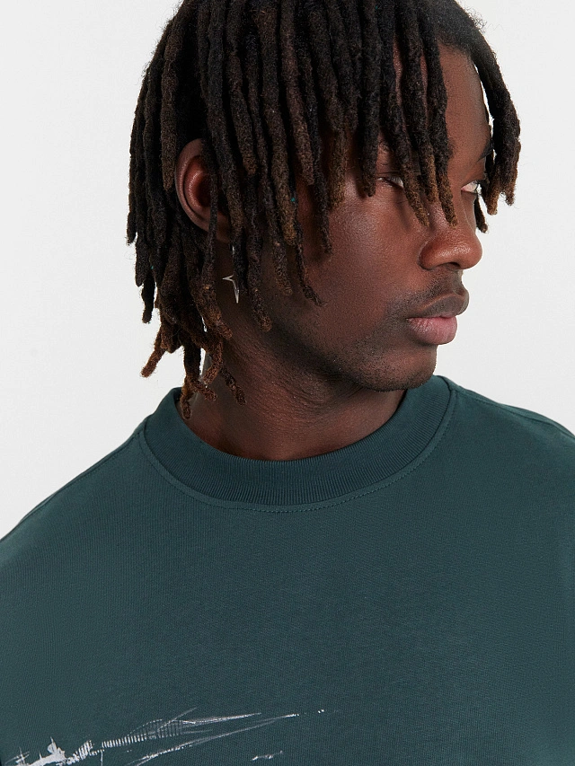 Футболка мужская зеленая с принтом "Зубр" - 4