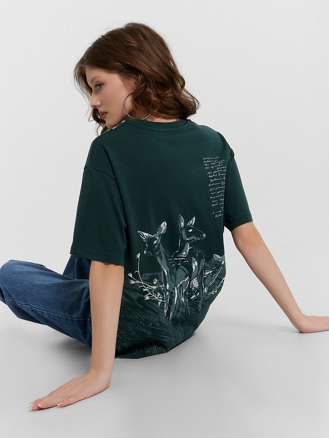 Футболка женская зеленая с принтом "Беловежская пуща" - 6