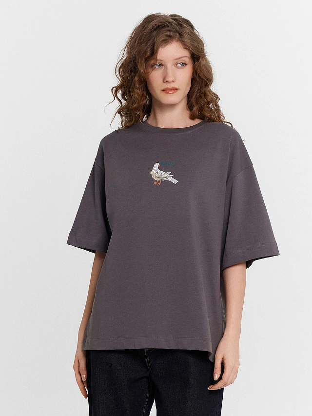 Футболка женская серая с принтом - 2