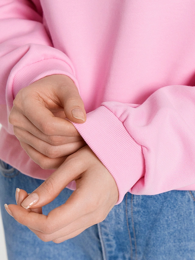 Свитшот женский розовый с надписью "Malibu juice club" - 5