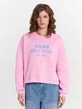Свитшот женский розовый с надписью "Malibu juice club"