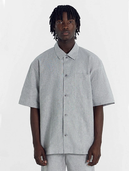 картинка Рубашка мужская серая с коротким рукавом  от магазина мужской одежды Mark Formelle