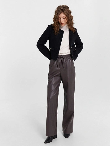 Брюки женские кожаные серые