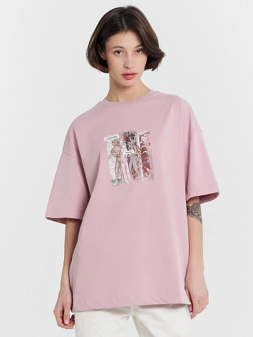 Футболка женская розовая  с принтом и надписью "почему такая красивая и одна?"