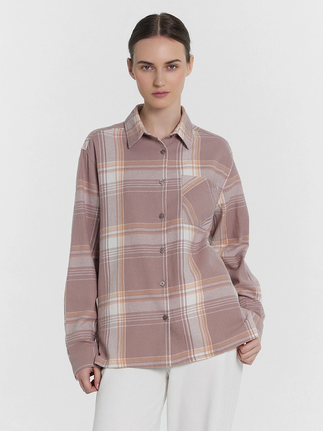 Рубашка женская коричневая в клетку - 2