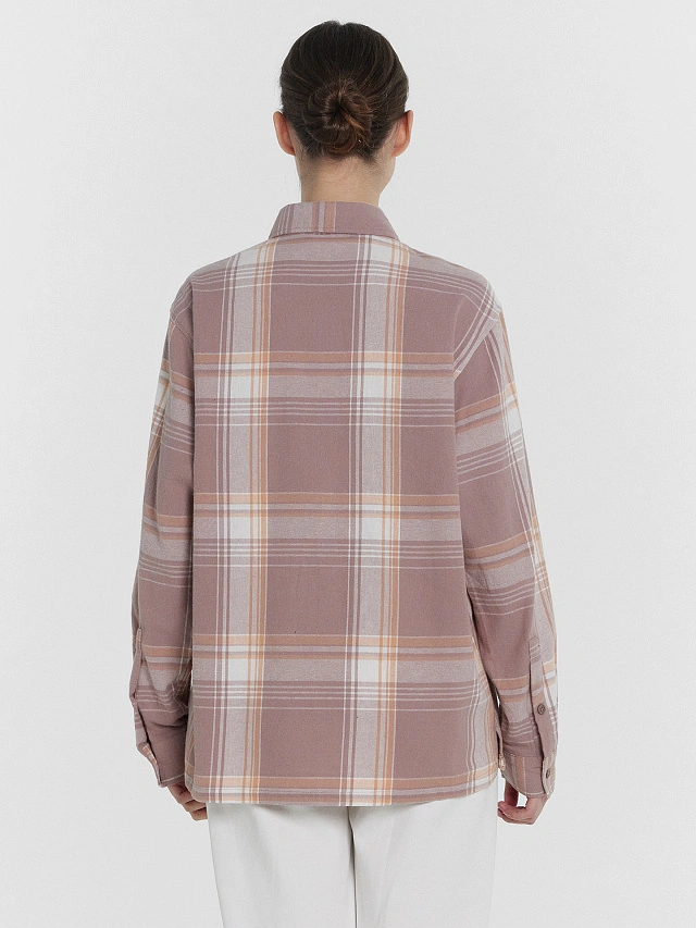 Рубашка женская коричневая в клетку - 4