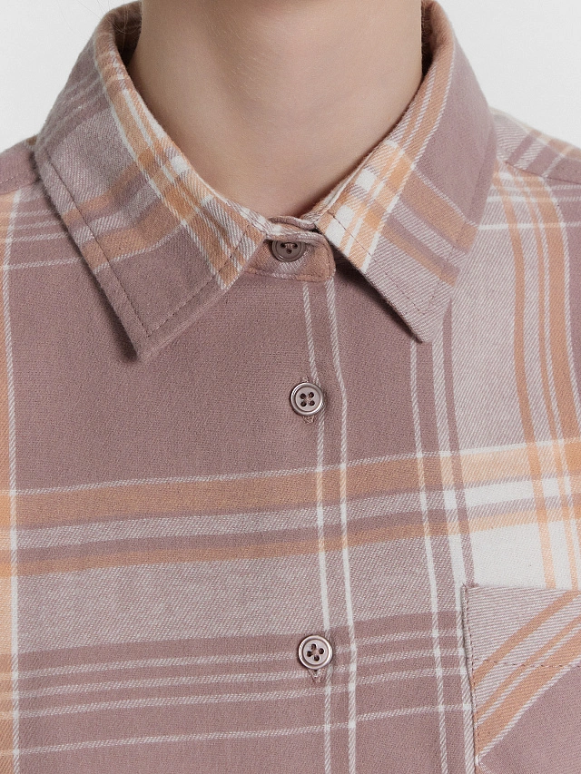 Рубашка женская коричневая в клетку - 5