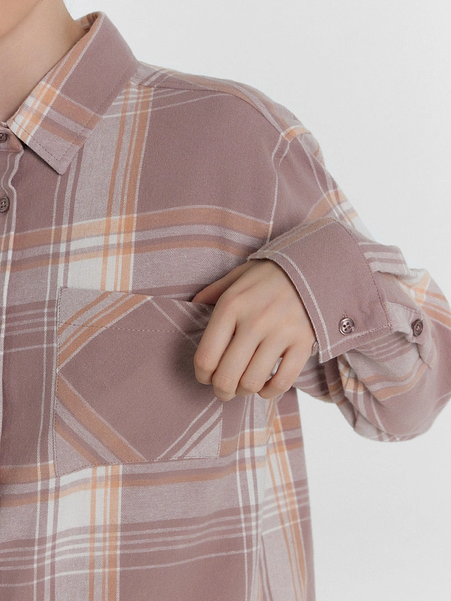 Рубашка женская коричневая в клетку - 7