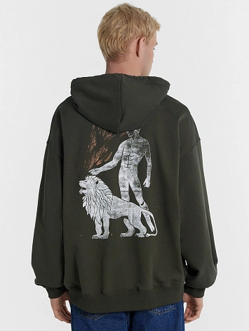 Худи мужское хаки с принтом