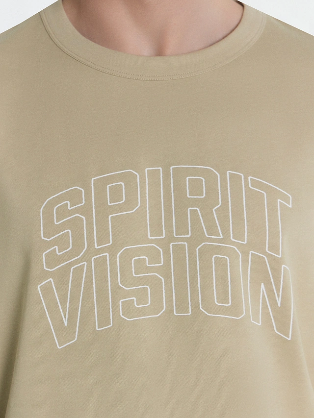 Мужская футболка бежевая с надписью "Spirit vision" - 4