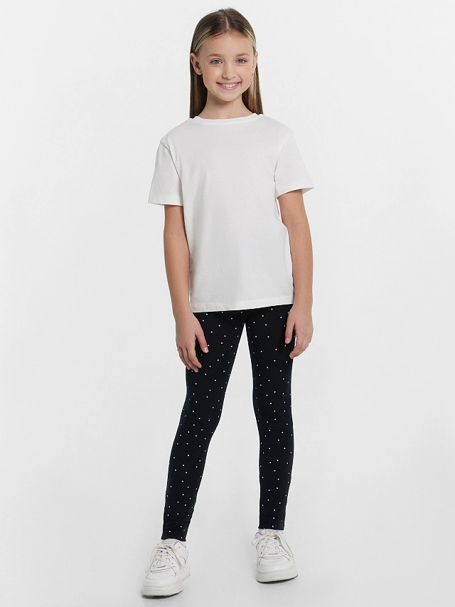 Легинсы для девочек черные с сердечками - 3