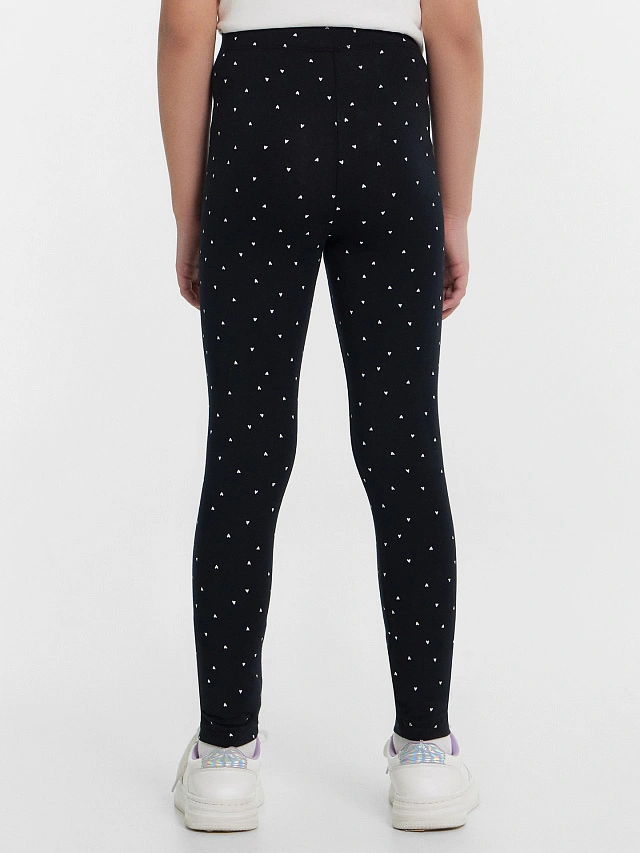 Легинсы для девочек черные с сердечками - 4