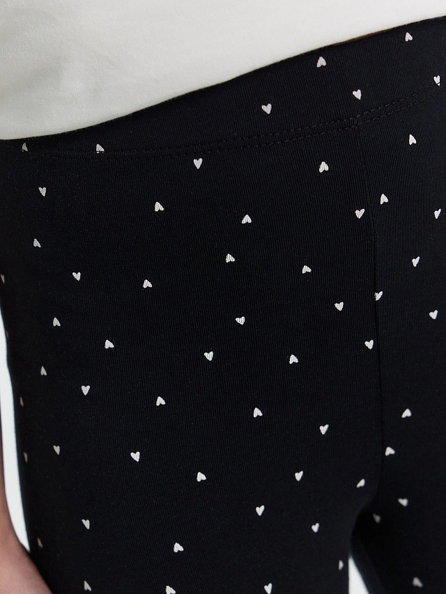 Легинсы для девочек черные с сердечками - 5