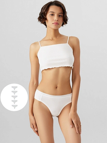 Трусы бразилиана женские белые в наборе, 5 шт