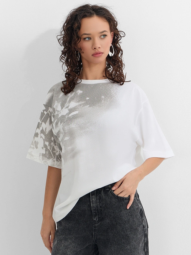 Футболка оверсайз женская белая с принтом - 6