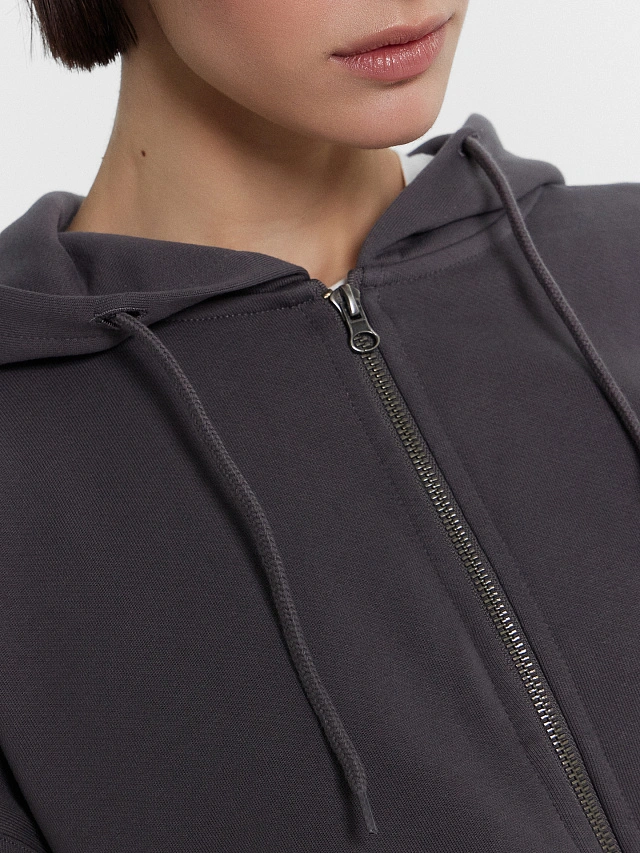 Толстовка женская серая укороченная - 6