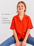 Рубашка для девочек оранжевая льняная