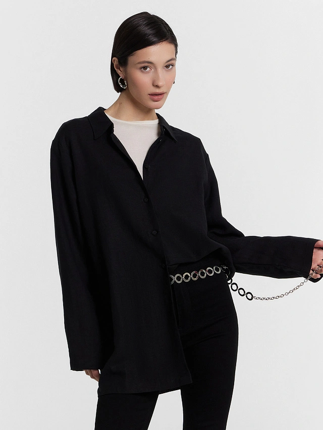 Рубашка женская черная - 7