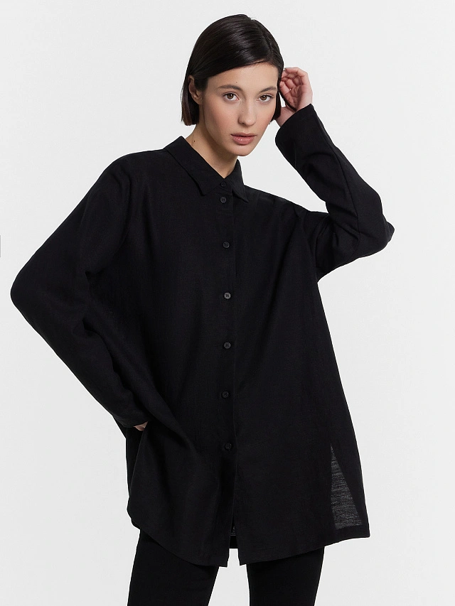 Рубашка женская черная - 8