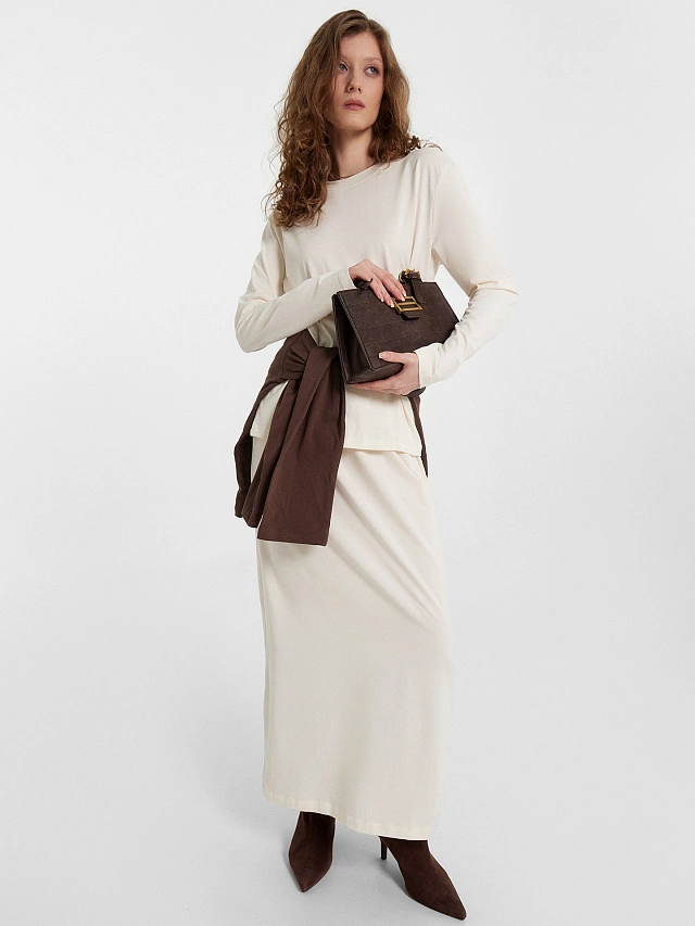 Юбка женская миди молочная - 2