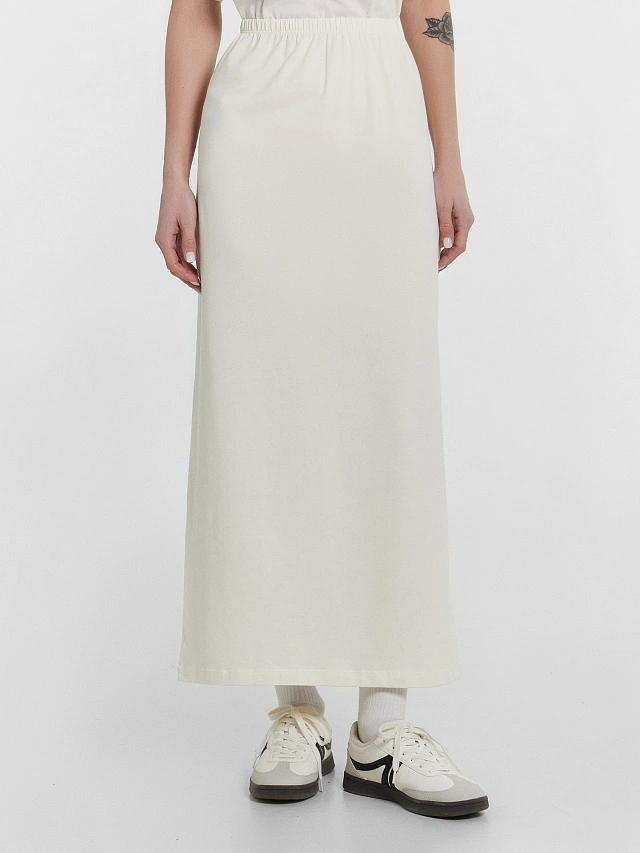 Юбка женская миди молочная - 4