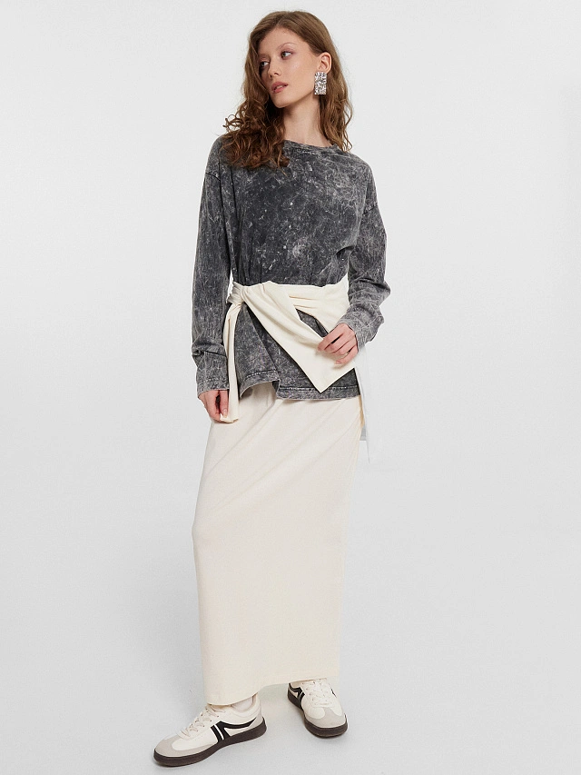 Юбка женская миди молочная - 7