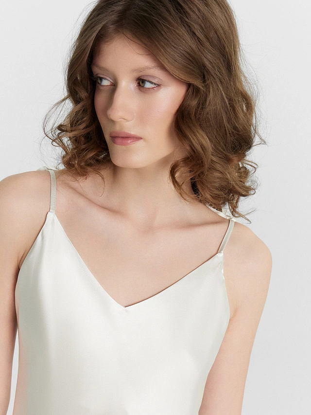 Платье-комбинация кремовое - 4