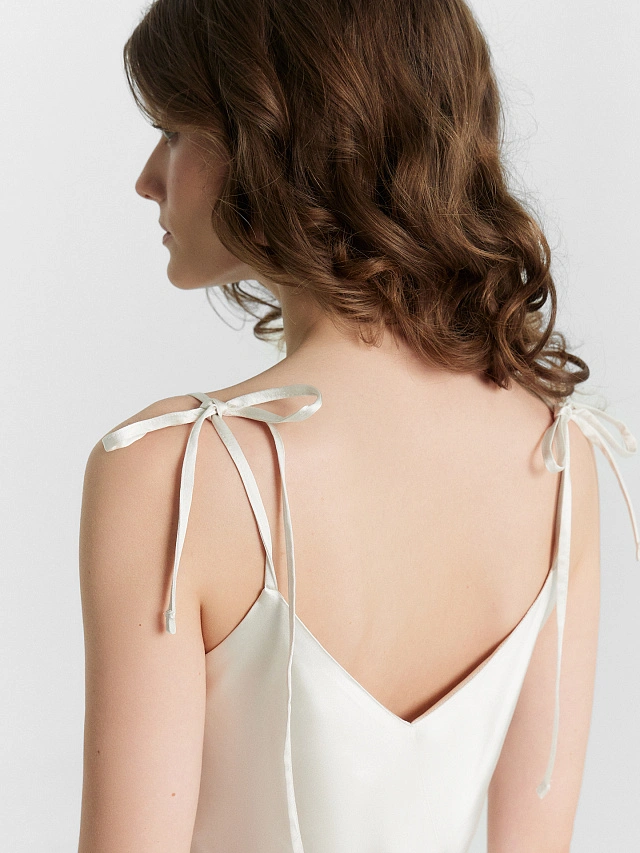 Платье-комбинация кремовое - 5