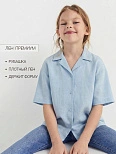 Рубашка для девочки голубая льняная
