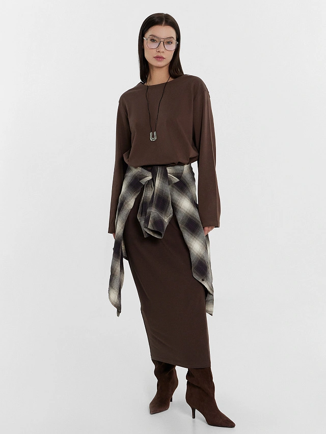 Юбка женская коричневая миди - 3