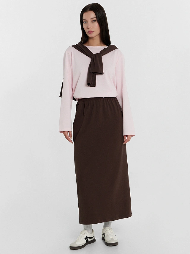 Юбка женская коричневая миди - 4