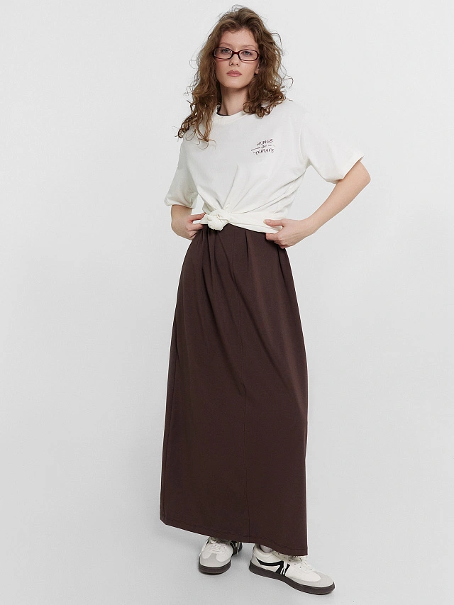 Юбка женская коричневая миди - 7