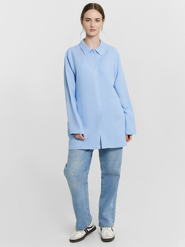 Рубашка женская голубая - 4