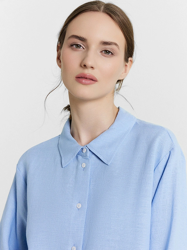 Рубашка женская голубая - 5