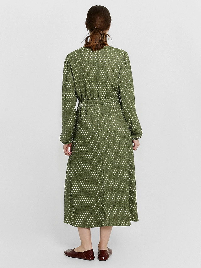 Платье женское зеленое в горошек - 3