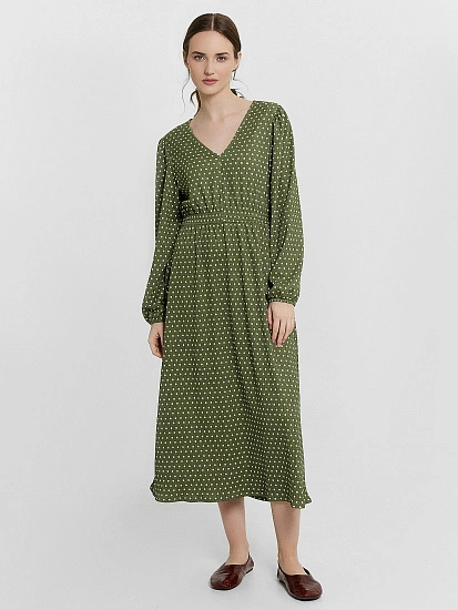 картинка Платье женское зеленое в горошек от магазина стильной одежды Mark Formelle