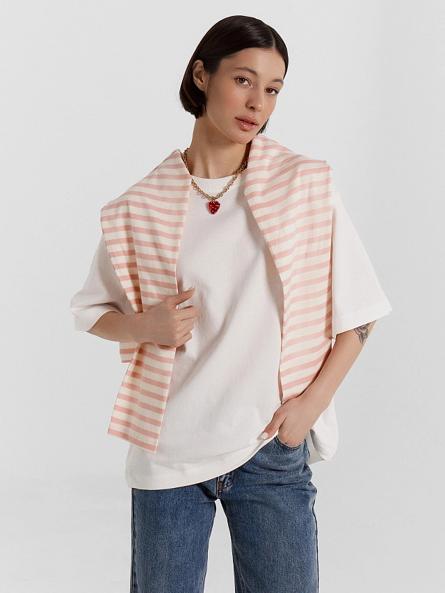 Футболка женская белая оверсайз - 5