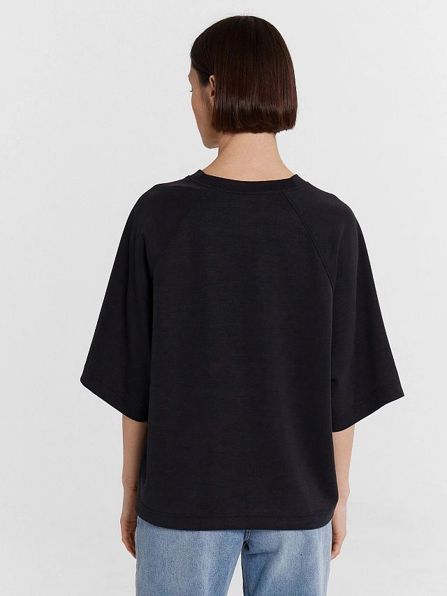 Футболка женская черная оверсайз - 2