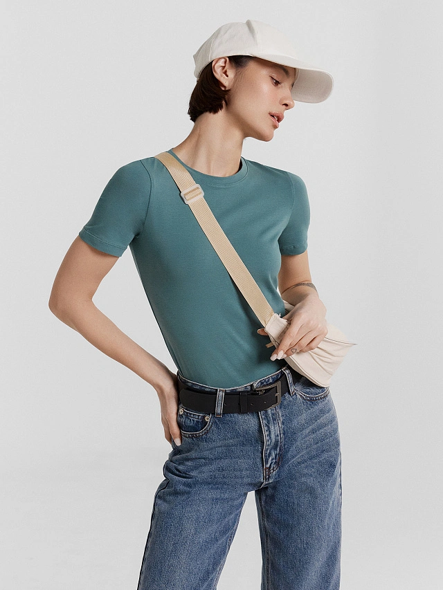 Футболка женская синяя - 5