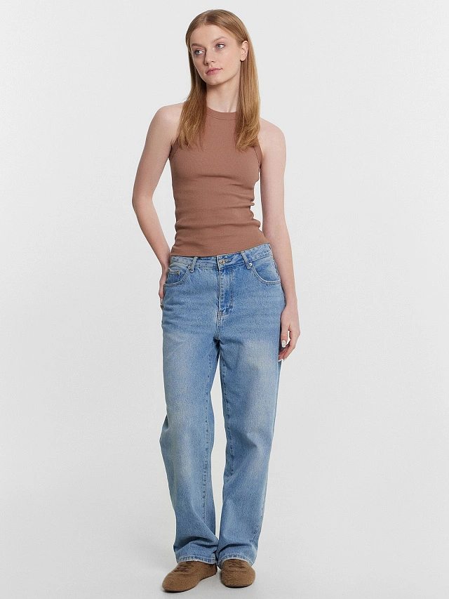 Топ женский коричневый в рубчик - 4