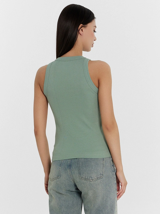 Топ женский зеленый в рубчик - 3