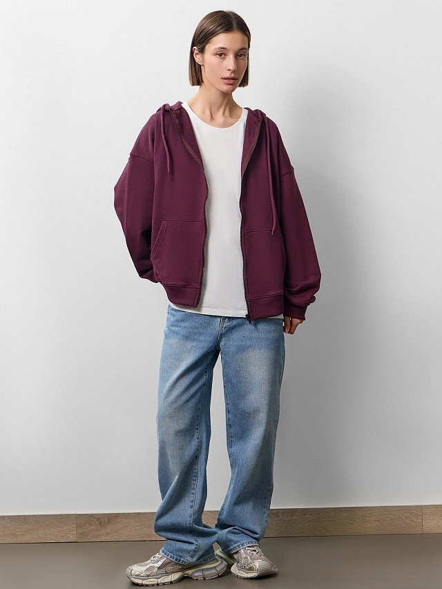 Толстовка женская бордовая - 5