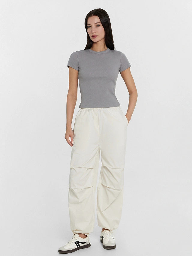 Футболка женская серая в рубчик - 4