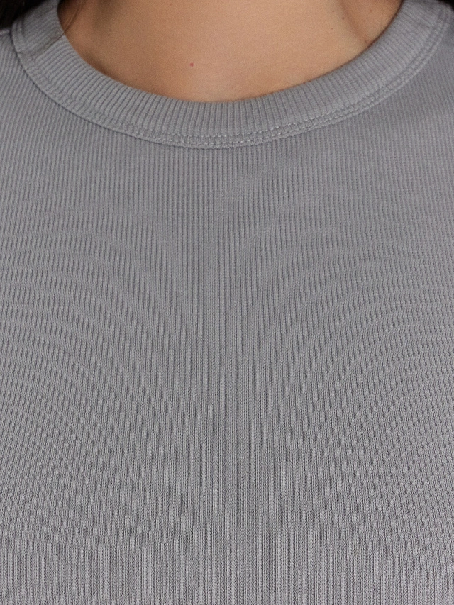 Футболка женская серая в рубчик - 5