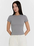 Футболка женская серая в рубчик