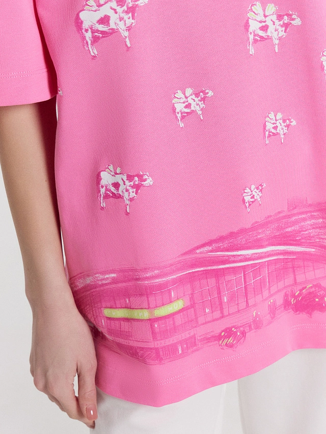 Футболка женская розовая с принтом и надписью "Мiлы Мiнск" - 7