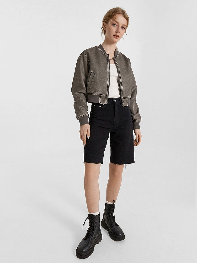 Шорты женские джинсовые черные - 2