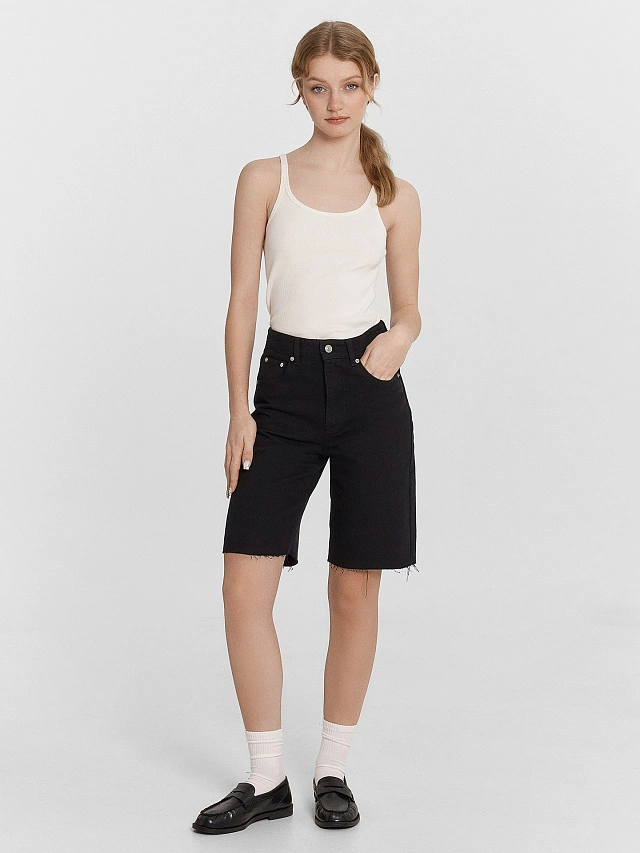 Шорты женские джинсовые черные - 4