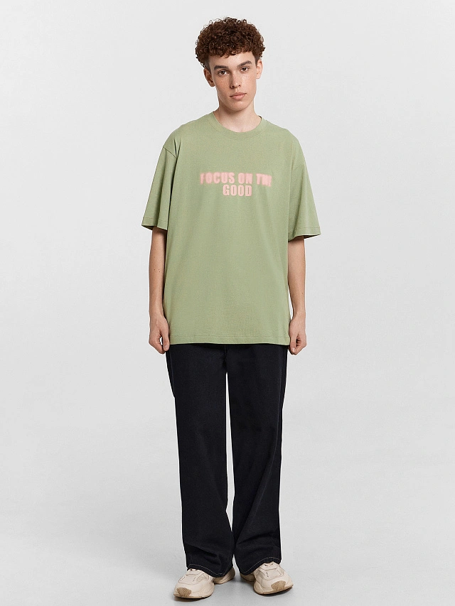 Футболка мужская хаки "focus on the good" - 3